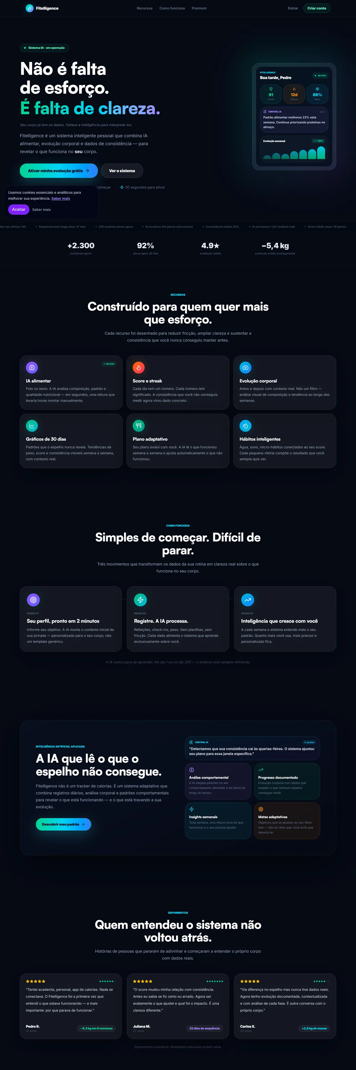 Fitelligence — Sistema pessoal de IA para evolução física e alimentar.