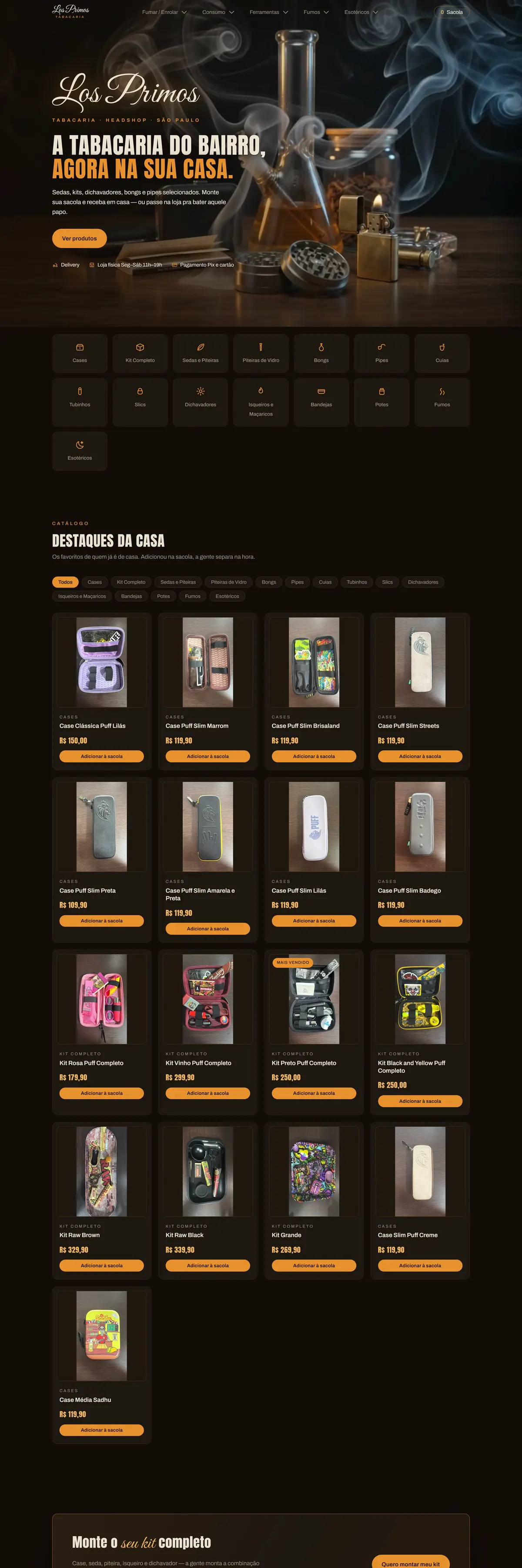 Los Primos Tabacaria — Headshop com delivery em São Paulo.