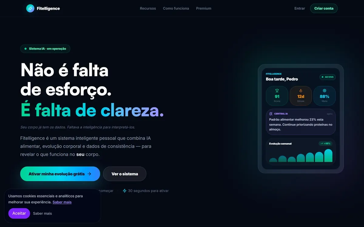 Fitelligence, aplicativo com inteligência artificial para evolução física, em produção